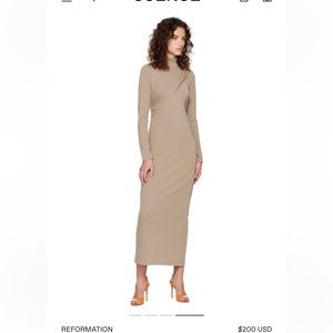 Reformation Taupe Mallorie Midi Dress - size M - worn once